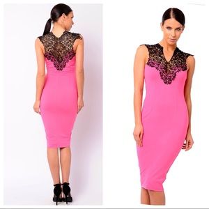 Crochet top cocktail midi bodycon dress